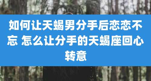 如何让天蝎男分手后恋恋不忘 怎么让分手的天蝎座回心转意