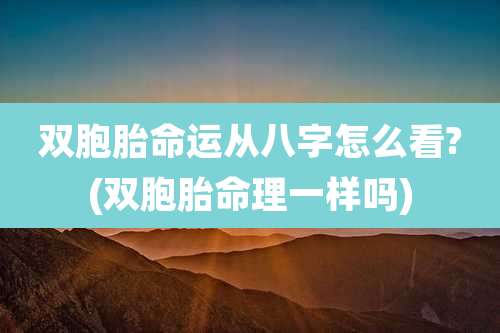 双胞胎命运从八字怎么看?(双胞胎命理一样吗)