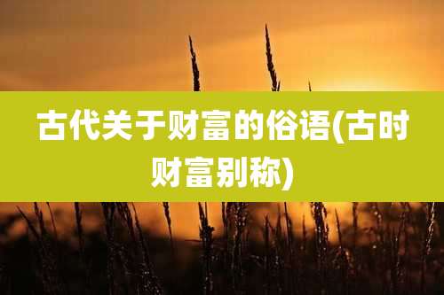古代关于财富的俗语(古时财富别称)
