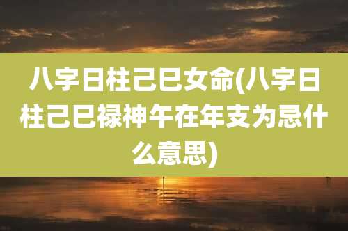 八字日柱己巳女命(八字日柱己巳禄神午在年支为忌什么意思)