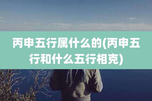 丙申五行属什么的(丙申五行和什么五行相克)