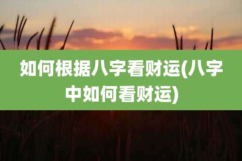 如何根据八字看财运(八字中如何看财运)