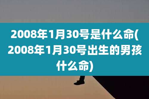 2008年1月30号是什么命(2008年1月30号出生的男孩什么命)