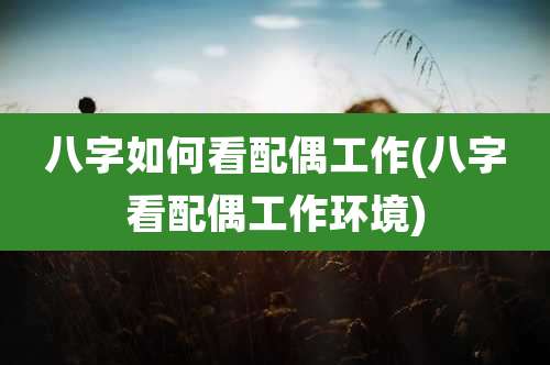 八字如何看配偶工作(八字看配偶工作环境)