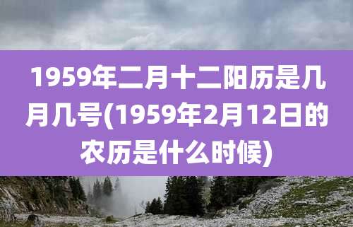 1959年二月十二阳历是几月几号(1959年2月12日的农历是什么时候)