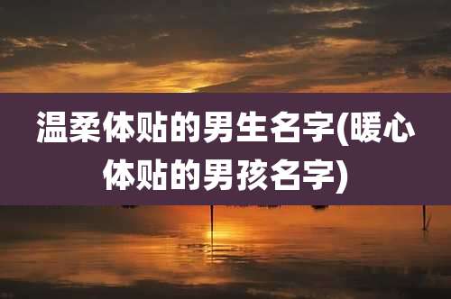 温柔体贴的男生名字(暖心体贴的男孩名字)