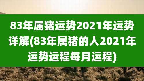 83年属猪运势2021年运势详解(83年属猪的人2021年运势运程每月运程)