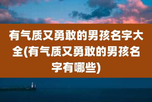 有气质又勇敢的男孩名字大全(有气质又勇敢的男孩名字有哪些)