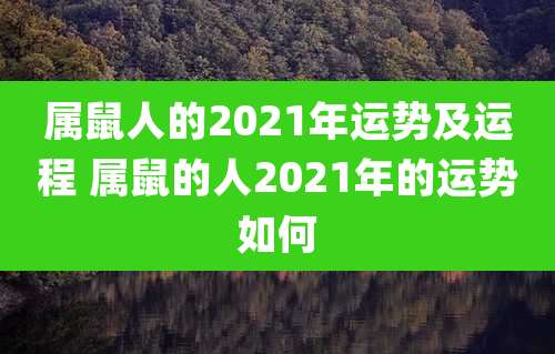属鼠人的2021年运势及运程 属鼠的人2021年的运势如何
