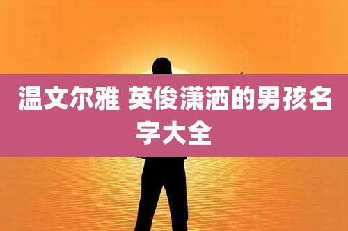温文尔雅 英俊潇洒的男孩名字大全