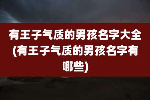 有王子气质的男孩名字大全(有王子气质的男孩名字有哪些)