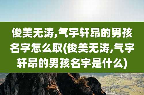 俊美无涛,气宇轩昂的男孩名字怎么取(俊美无涛,气宇轩昂的男孩名字是什么)