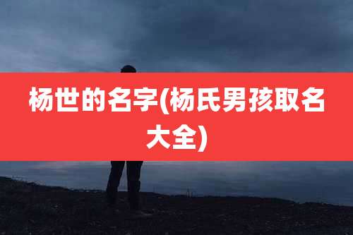 杨世的名字(杨氏男孩取名大全)