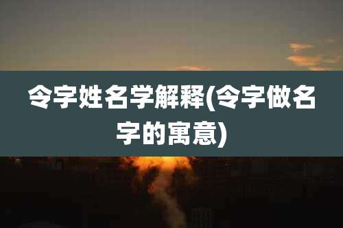 令字姓名学解释(令字做名字的寓意)