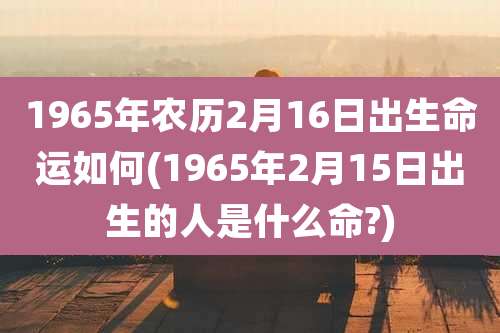 1965年农历2月16日出生命运如何(1965年2月15日出生的人是什么命?)