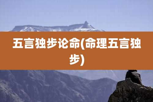 五言独步论命(命理五言独步)