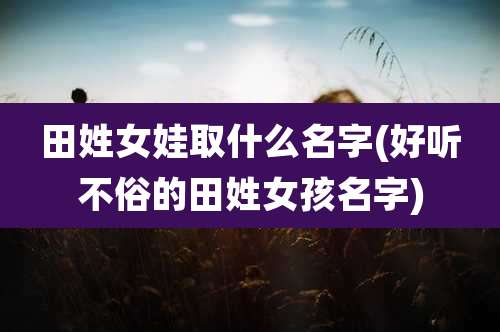 田姓女娃取什么名字(好听不俗的田姓女孩名字)