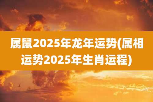 属鼠2025年龙年运势(属相运势2025年生肖运程)