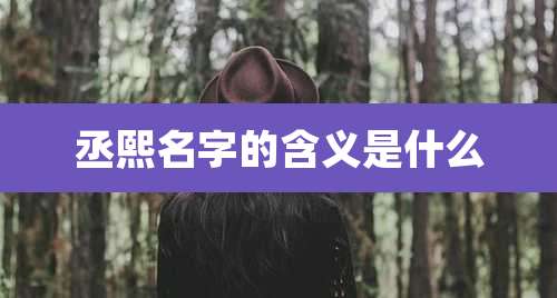 丞熙名字的含义是什么