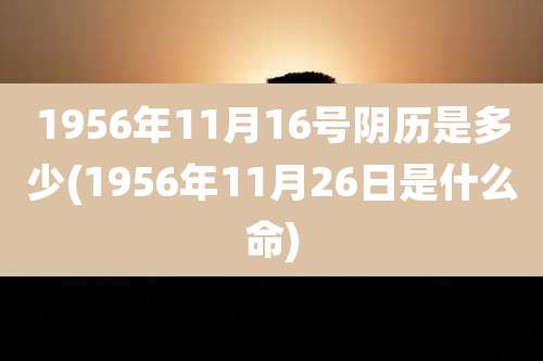 1956年11月16号阴历是多少(1956年11月26日是什么命)