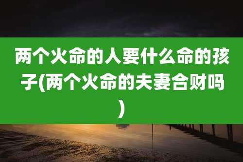 两个火命的人要什么命的孩子(两个火命的夫妻合财吗)