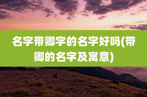 名字带卿字的名字好吗(带卿的名字及寓意)
