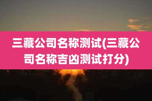 三藏公司名称测试(三藏公司名称吉凶测试打分)