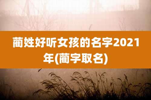 蔺姓好听女孩的名字2021年(蔺字取名)