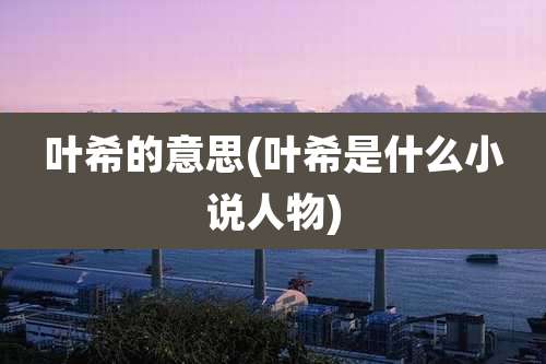 叶希的意思(叶希是什么小说人物)