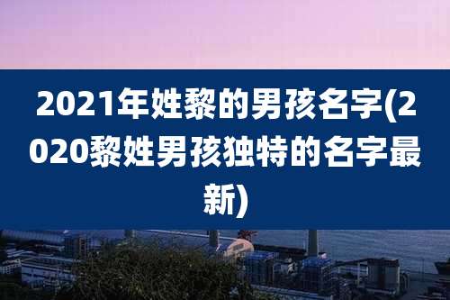 2021年姓黎的男孩名字(2020黎姓男孩独特的名字最新)