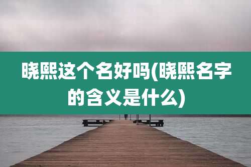 晓熙这个名好吗(晓熙名字的含义是什么)