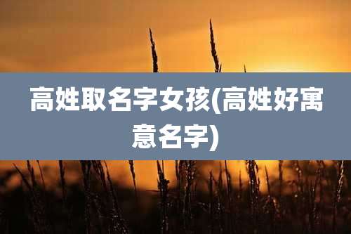 高姓取名字女孩(高姓好寓意名字)