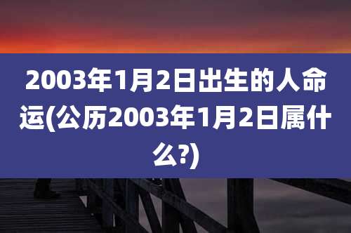 2003年1月2日出生的人命运(公历2003年1月2日属什么?)