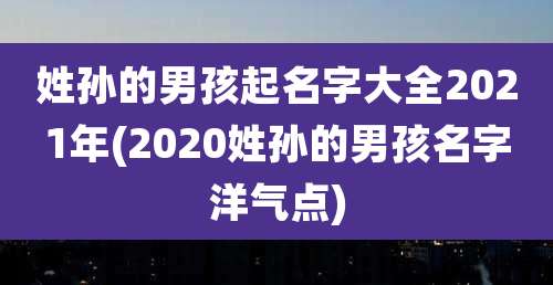 姓孙的男孩起名字大全2021年(2020姓孙的男孩名字洋气点)