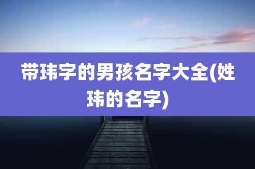 带玮字的男孩名字大全(姓玮的名字)