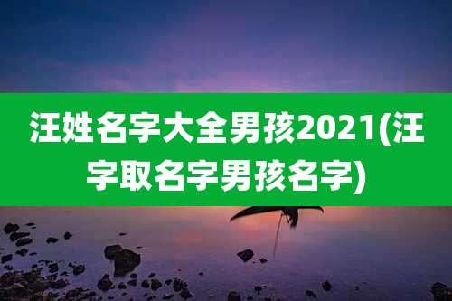 汪姓名字大全男孩2021(汪字取名字男孩名字)