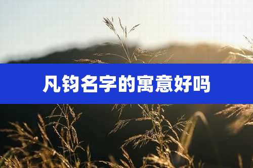 凡钧名字的寓意好吗