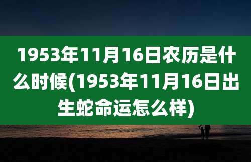 1953年11月16日农历是什么时候(1953年11月16日出生蛇命运怎么样)