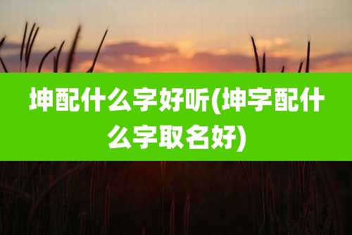 坤配什么字好听(坤字配什么字取名好)