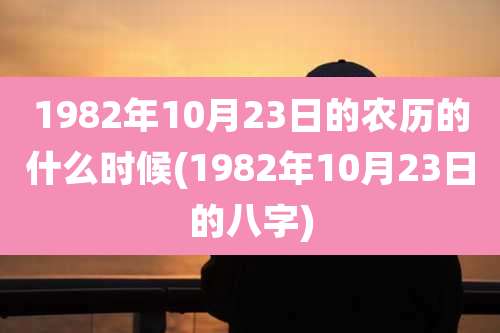 1982年10月23日的农历的什么时候(1982年10月23日的八字)