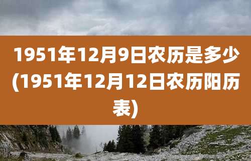 1951年12月9日农历是多少(1951年12月12日农历阳历表)
