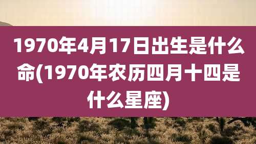 1970年4月17日出生是什么命(1970年农历四月十四是什么星座)