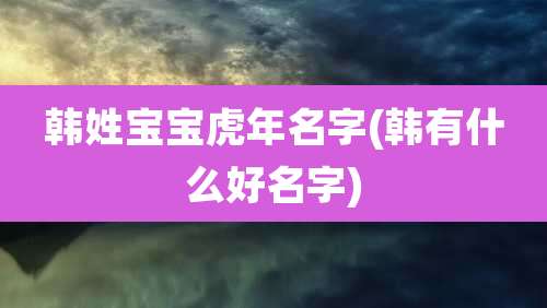 韩姓宝宝虎年名字(韩有什么好名字)