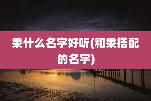 秉什么名字好听(和秉搭配的名字)
