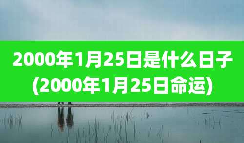 2000年1月25日是什么日子(2000年1月25日命运)
