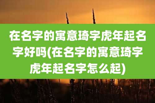 在名字的寓意琦字虎年起名字好吗(在名字的寓意琦字虎年起名字怎么起)