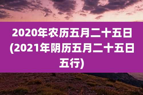 2020年农历五月二十五日(2021年阴历五月二十五日五行)