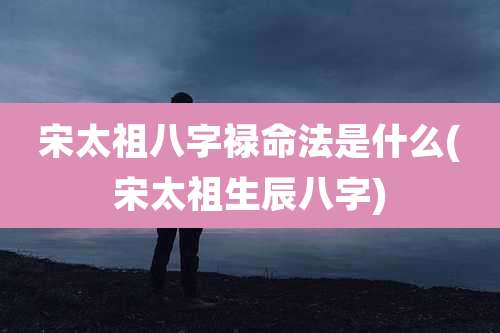 宋太祖八字禄命法是什么(宋太祖生辰八字)