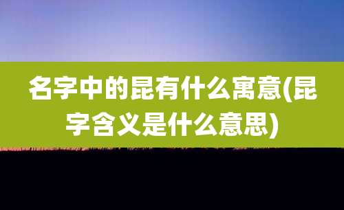 名字中的昆有什么寓意(昆字含义是什么意思)