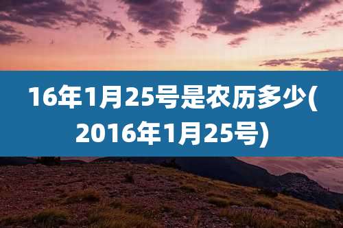 16年1月25号是农历多少(2016年1月25号)